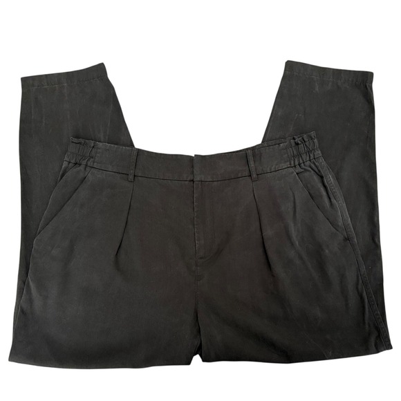 Kate Spade Black Cropped Pants Pleated Elastic Waist Tencel Size‎ 12 Career - Picture 1 of 12